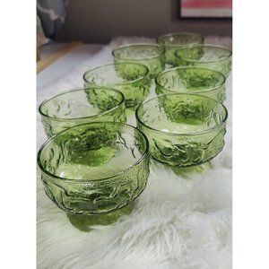 Vintage Anchor Hocking Milano Lido Holiday Footed Sherbet  Dessert Bowls Set 8